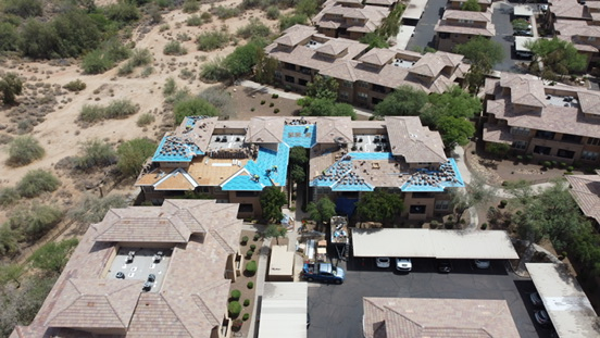 Roofing work in progress at The Edge at Grayhawk in Scottsdale
